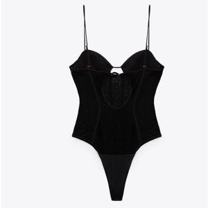 NWT ZARA lace bodysuit Snap closure. Adjustable straps. Side zip access.Sz S